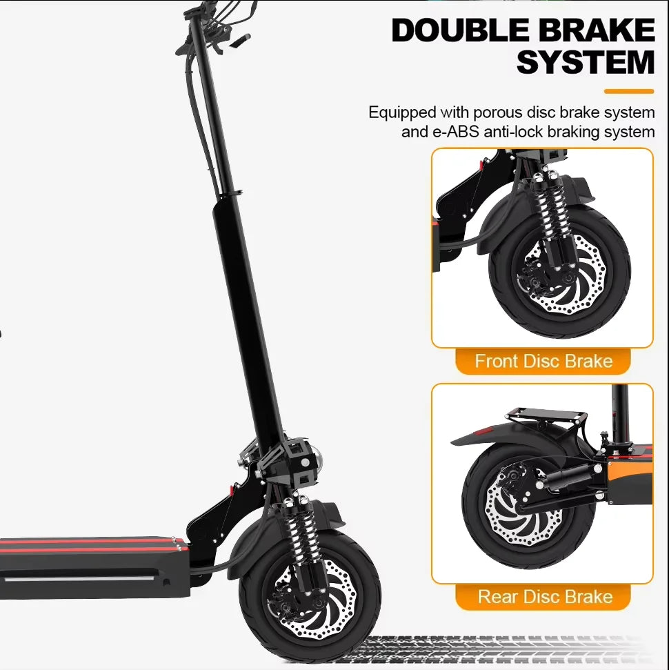 Electric Scooter 2600W Dual Motor – 40 MPH, 48V 20.8Ah Battery, Foldable with Seat, 80KM Range