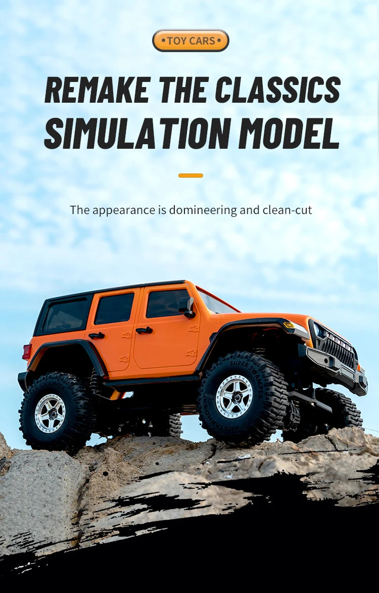 C8801 1:18 RC Climbing Jeep – 4WD Off-Road Rock Crawler with Lights, 2.4GHz Remote, 370 Motor & Simulation Body