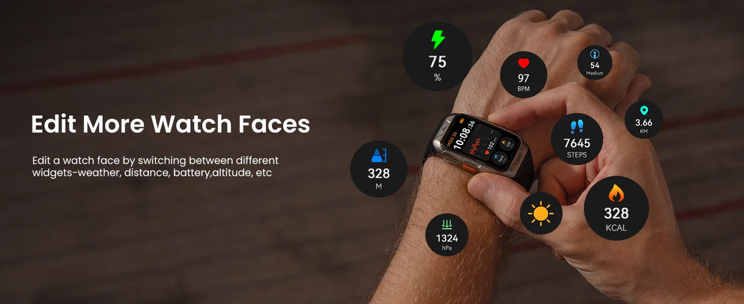 KOSPET TANK X2 Ultra GPS Smart Watch – Military Grade, 3D Curved AMOLED Display, Compass & Altimeter, Waterproof Smartwatch