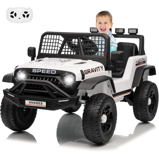 12V Ride-On Car for Kids with Remote Control – 3 Speeds, LED Lights, Music & Safety Belt Electric Vehicle for Ages 3–6