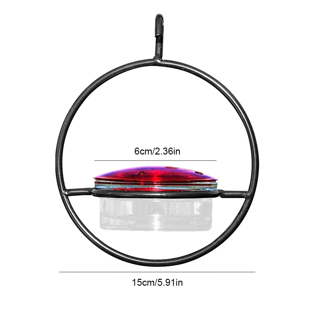 Circular Hanging Hummingbird Feeder – Bee & Ant Proof with Red Glass Bowl, Easy Clean, Outdoor Bird Feeder for Garden, Patio, Deck