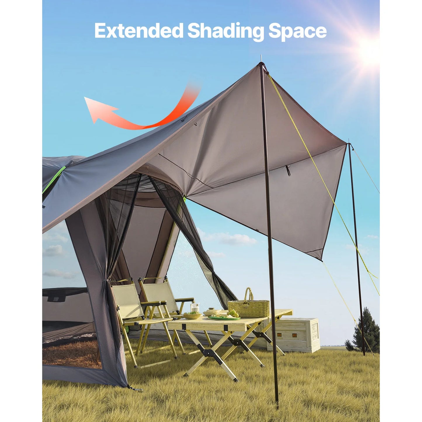 SucceBuy SUV Camping Tent for 5-8 People with Shade Awning & Waterproof Double-Layer Design