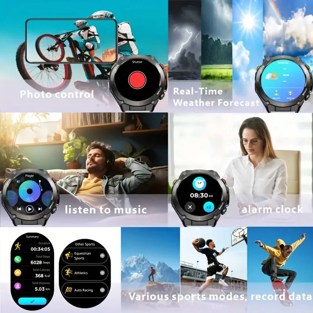 SENBONO KC82 GPS Smart Watch – 1.45” HD IPS Display, Built-in GPS, Bluetooth Calling, Military-Grade Sports Watch