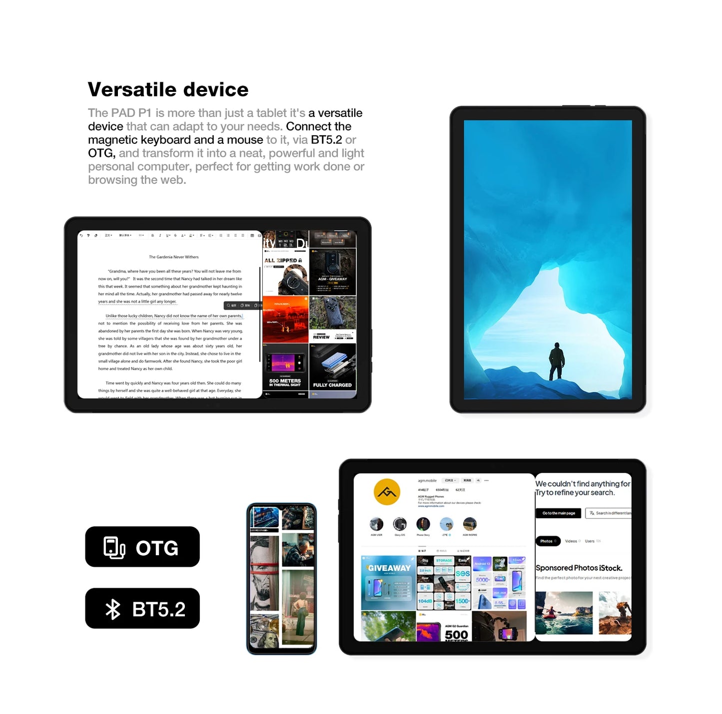 AGM PAD P1 Waterproof 10.36” FHD+ Rugged Android Tablet – 8GB+256GB