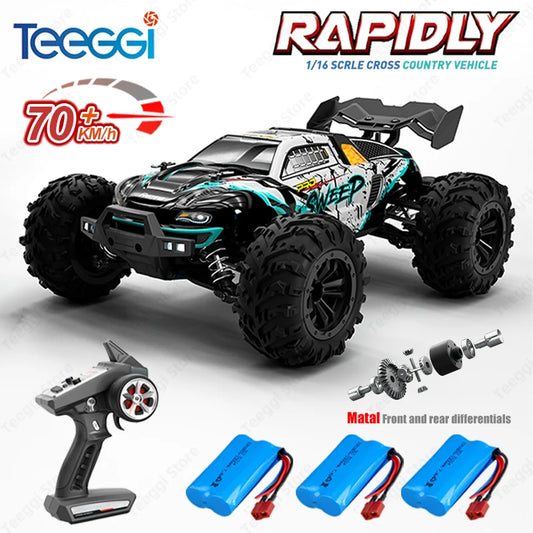 Teeggi 16101 / 16102 PRO 1:16 RC Drift Car – 70KM/H Brushless 4WD Off-Road Monster Truck with LED Lights