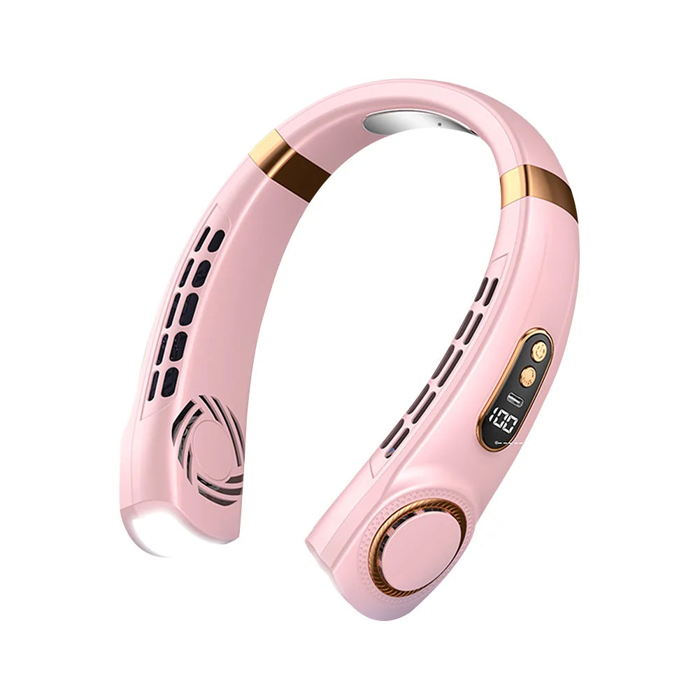 Bladeless Portable Neck Fan – USB Rechargeable, 5-Speed, Digital Display