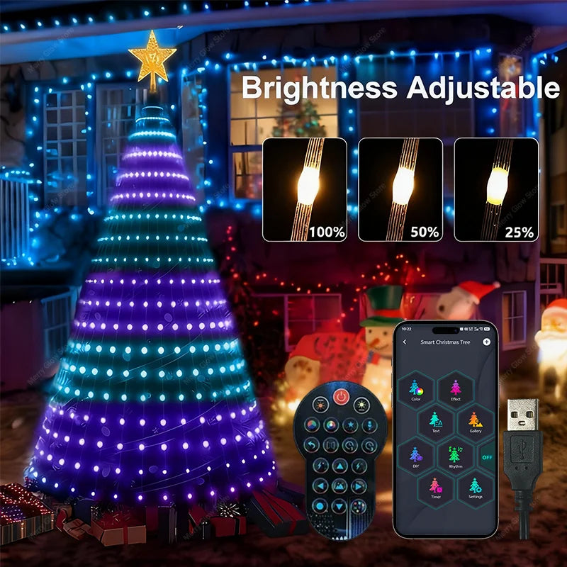 Led Lights String Bluetooth Application Control DIY Image LED RGB Fairy Christmas Tree Lights Holiday Decorations