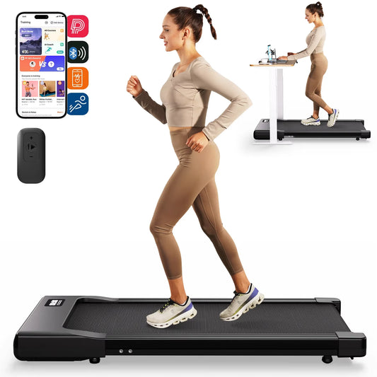 MJWW 2-in-1 Under Desk Walking Pad – 2.5HP Portable Treadmill with Remote Control & LED Display