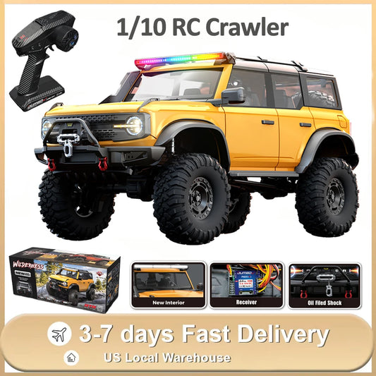 1/10 HB RC Crawler 4WD RTR Rock Off-Road Vehicle – Metal Gears, LED Lights, 2-Speed, Remote Control Truck for Adults