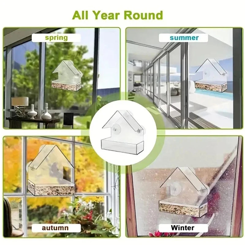 Transparent Window Bird Feeder with Strong Suction Cups for Wild Birds