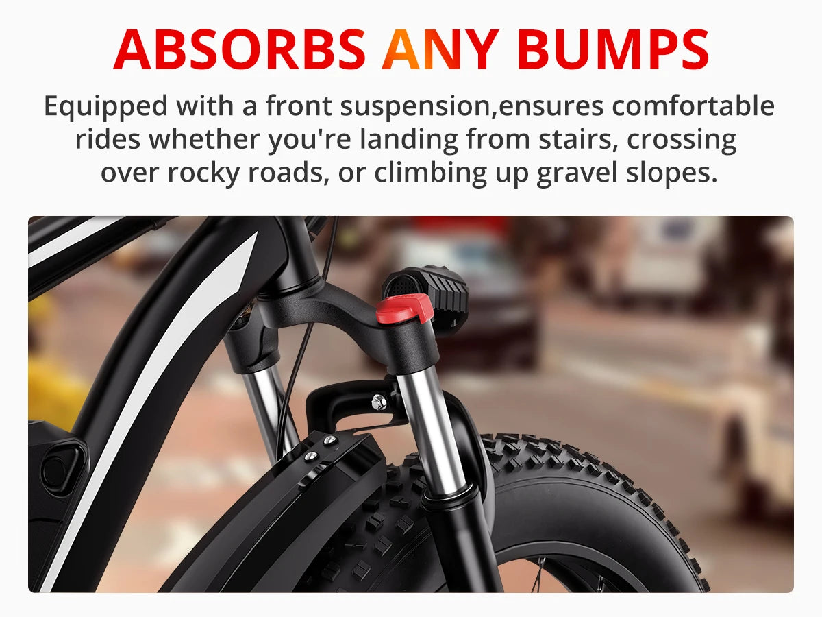 AMYET EB26 1000W Electric Bike with 26" Fat Tires & 48V Battery