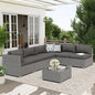 7-Piece Outdoor Patio Furniture Set – Wicker Sectional Sofa with Cushions & Glass Coffee Table