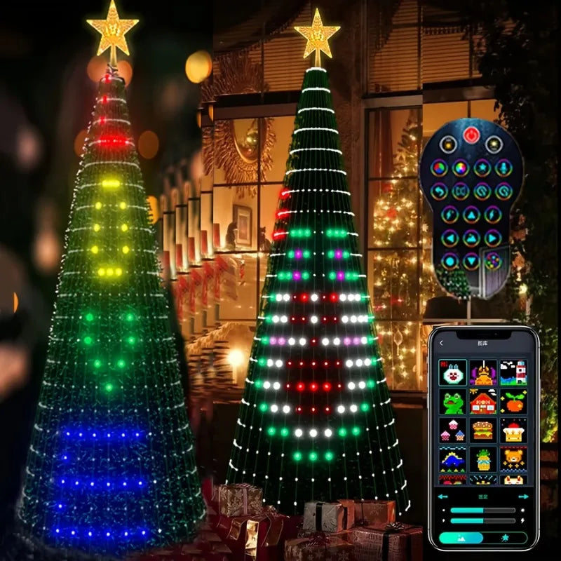 MIMIRGB 6.89FT Smart Christmas Tree Light 400 LED Indoor String Light with Remote Control DIY Text Christmas Tree Decoration