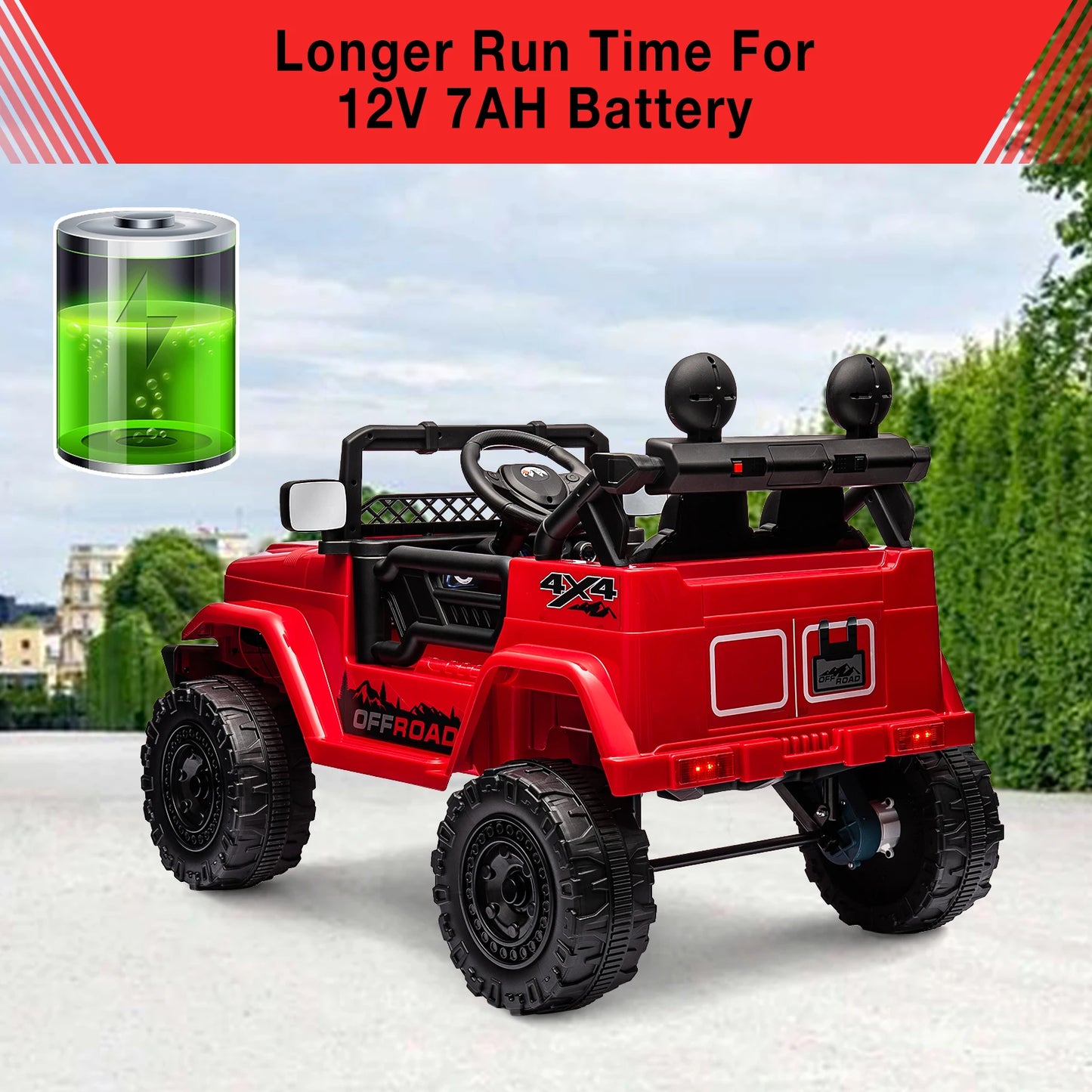 12V Ride-On Truck for Kids – 2 Seater Electric Vehicle with Remote Control, Bluetooth Audio & LED Lights