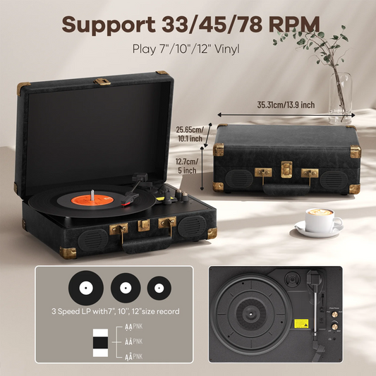 Maio C260 belt-driven Vintage gramophone device, vinyl record, turntable , high-fidelity stereo, built-in speaker, 3-speed