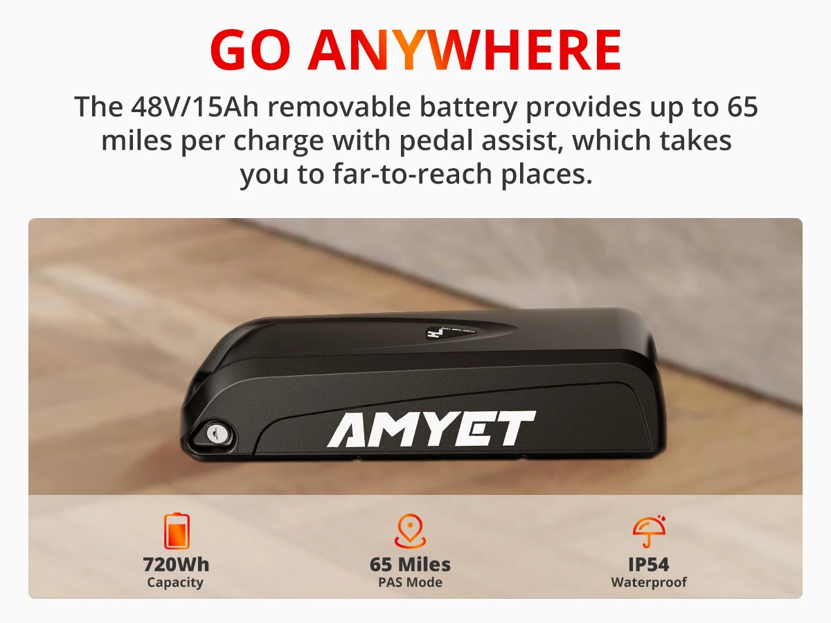 AMYET EB26 1000W Electric Bike with 26" Fat Tires & 48V Battery