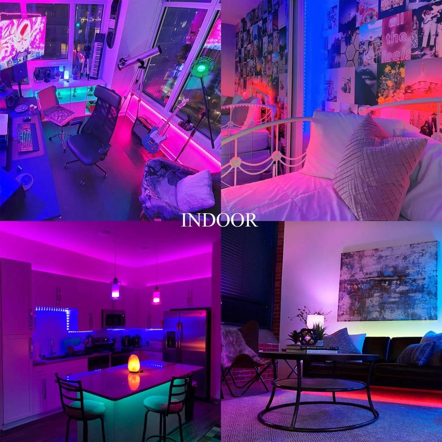 100ft led Strip Lights  Tape Lights with Remote Bluetooth Smart App 5050 RGB Color Changing Strip Lighting