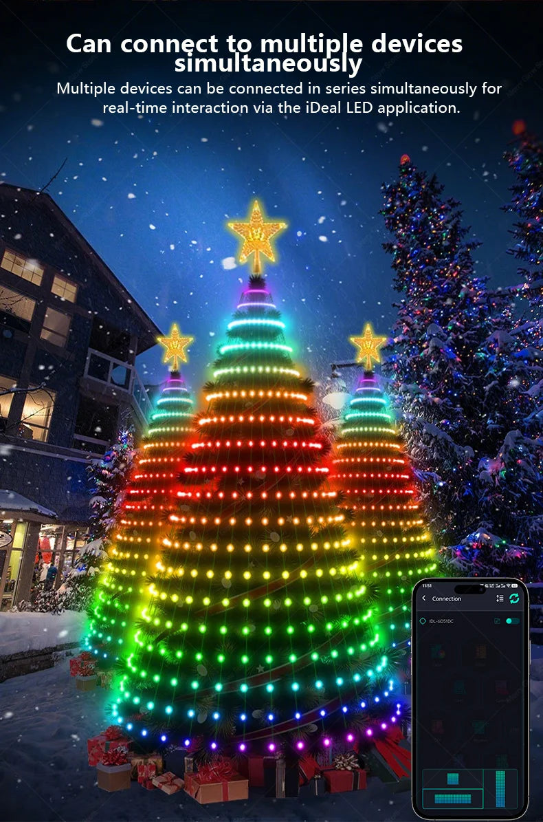 400 LEDs Remote & App Control RGB  Smart Christmas Tree Lights & Outdoor Holiday Decoration