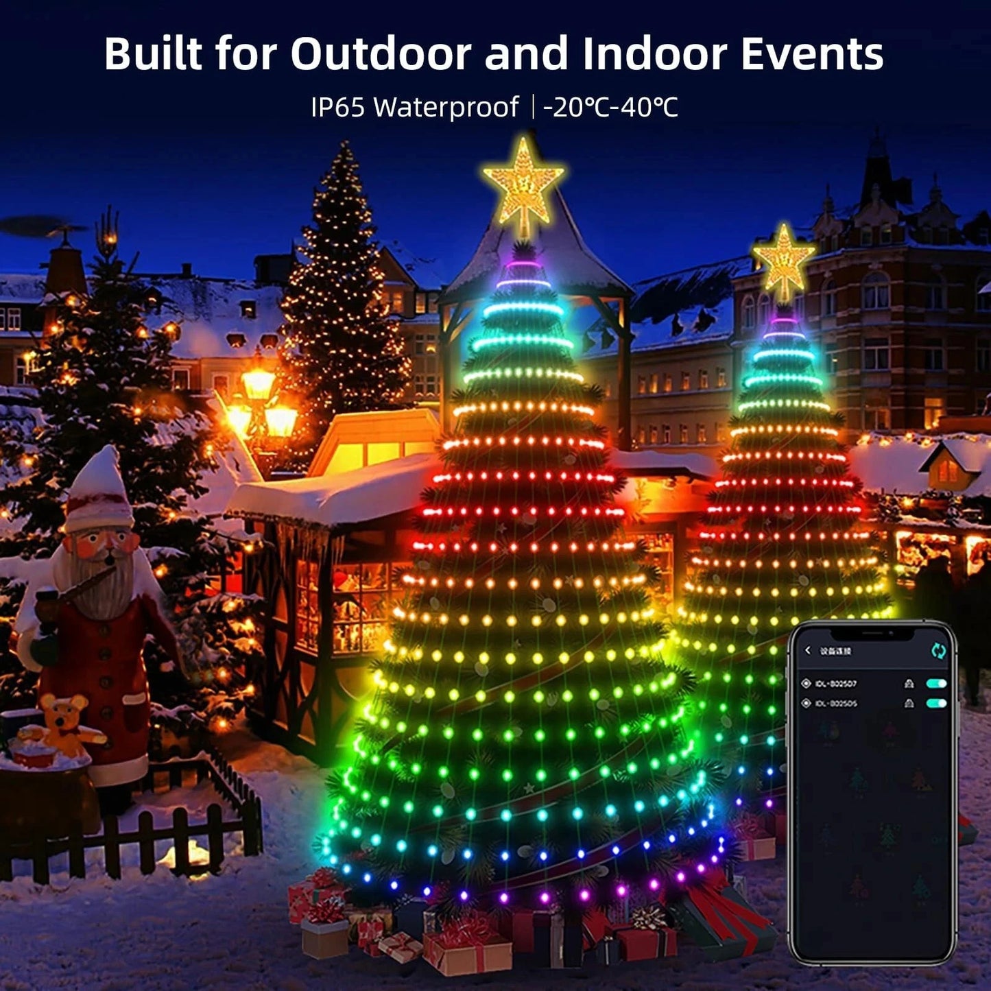 1.8M / 2.1M Smart Christmas Tree Lights – 400 LED APP-Controlled RGB DIY Light Show