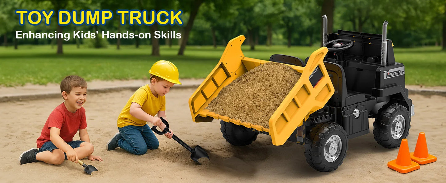 LIGIANT 24V Ride-On Dump Truck for Big Kids – 2-Seater Electric Truck with Remote Control, Power Dump Bed, 4WD Switch, Bluetooth & Suspension