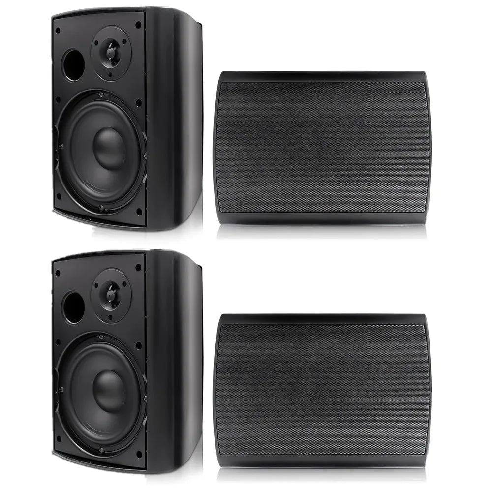 800W Outdoor Bluetooth Speakers Waterproof Wall Mount – 6.5" Dual Speakers with Powerful Bass & Swivel Brackets (Set of 4)