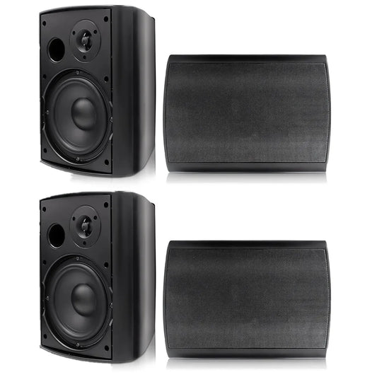 800W Outdoor Bluetooth Speakers Waterproof Wall Mount – 6.5" Dual Speakers with Powerful Bass & Swivel Brackets (Set of 4)