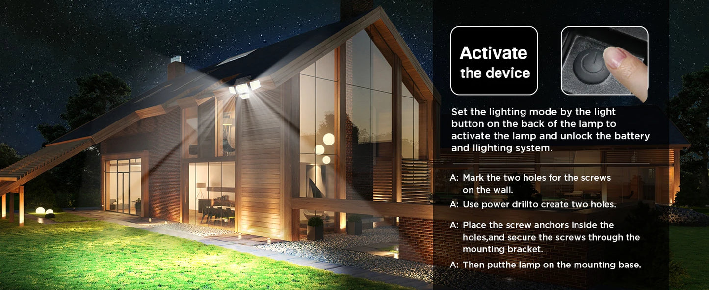 2024 Upgraded 4-Head Solar Motion Sensor Outdoor Lights