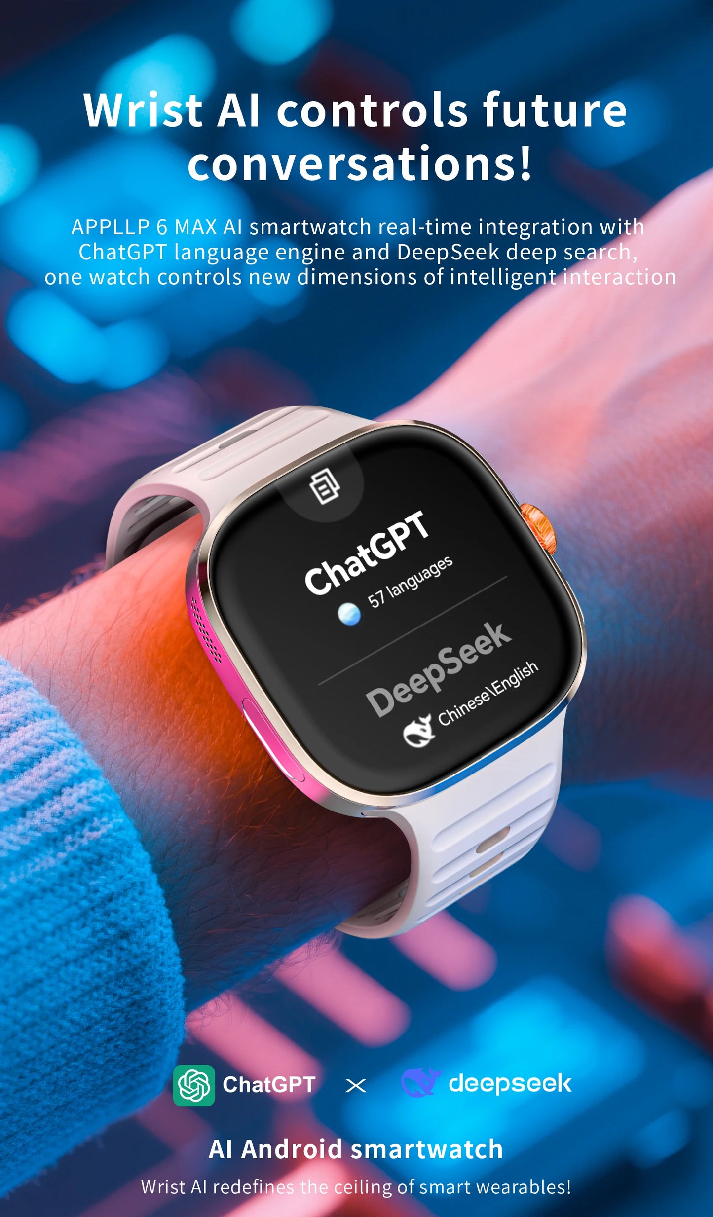 LOKMAT APPLLP 6 MAX – Android Smart Watch Phone | 2.16-Inch AMOLED Display | 4G/5G SIM | Rotating Camera | AI ChatGPT Integration