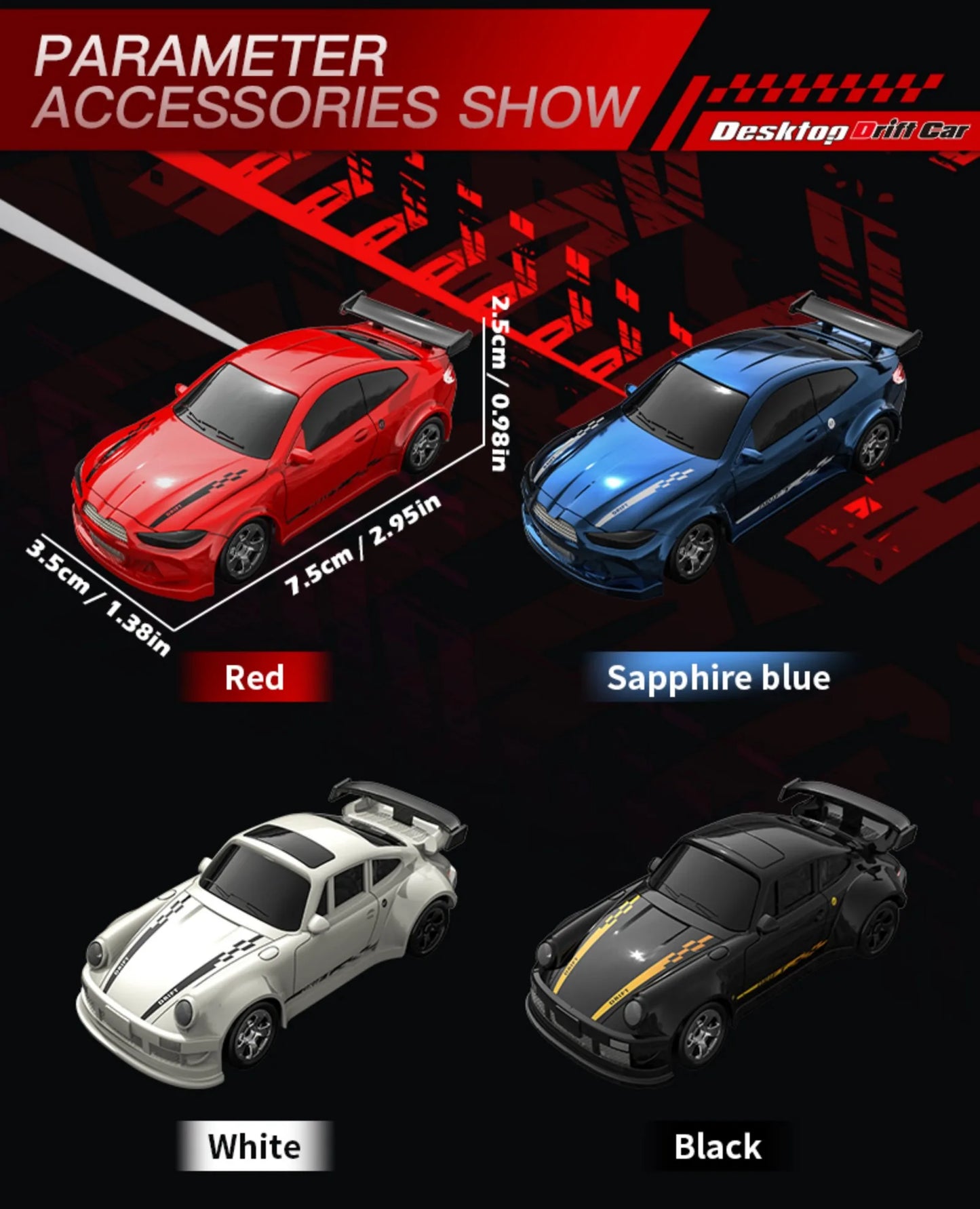 KF20 1:64 Mini Drift RC Car – 4WD Remote Control Racing Car with LED Lights, USB-C Charging, Full Proportional Control Toy for Kids & Adults