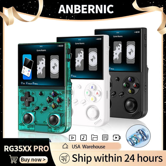 Anbernic RG35XX Pro Handheld Retro Game Console – 3.5" IPS Screen, 5000+ Games, WiFi, Dual Joystick, Linux, HDMI Output