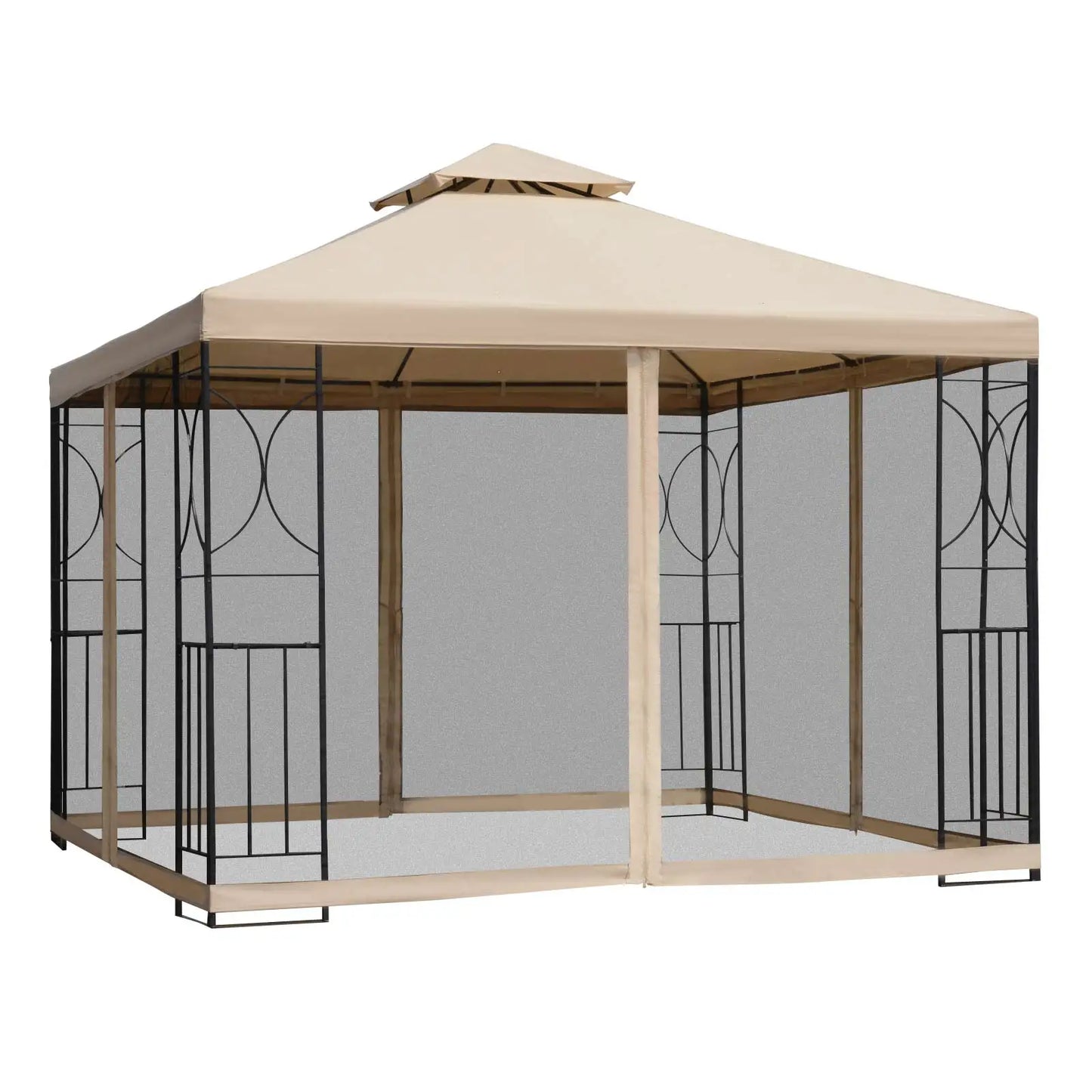 10' x 10' Outdoor Gazebo Canopy Tent with Vented Soft Top and Mesh Sidewalls