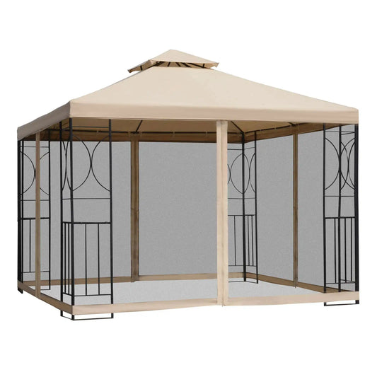 10' x 10' Outdoor Gazebo Canopy Tent with Vented Soft Top and Mesh Sidewalls