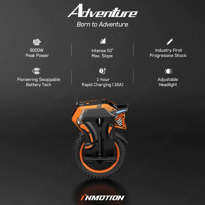 INMOTION Adventure V14 Electric Unicycle – 70km/h Speed, 2400Wh Battery, 9000W High Torque Motor
