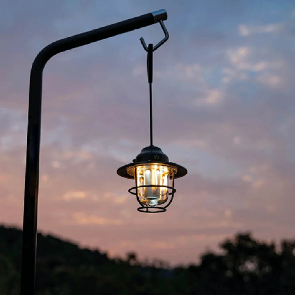 Retro LED Camping Lantern with Type-C Charging & 4 Light Modes