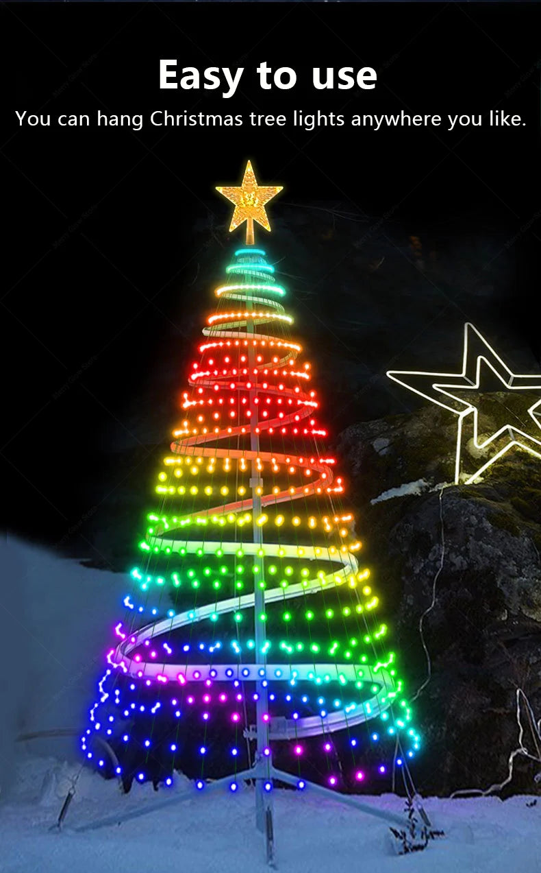 400 LEDs Remote & App Control RGB  Smart Christmas Tree Lights & Outdoor Holiday Decoration