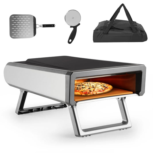 12-Inch Portable Gas Pizza Oven, 950°F Outdoor Propane Pizza Oven with Stone & Accessories for Backyard, Camping & Outdoor Cooking