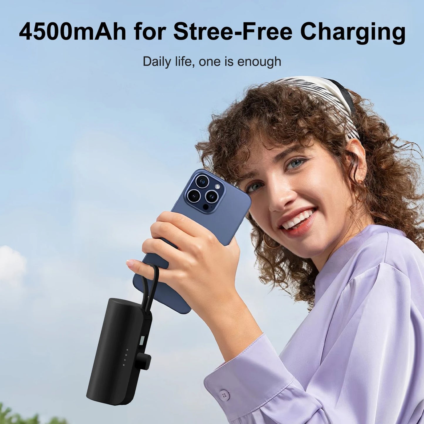 Mini Portable Power Bank 4500mAh – Capsule Charger with Dual USB-C Ports