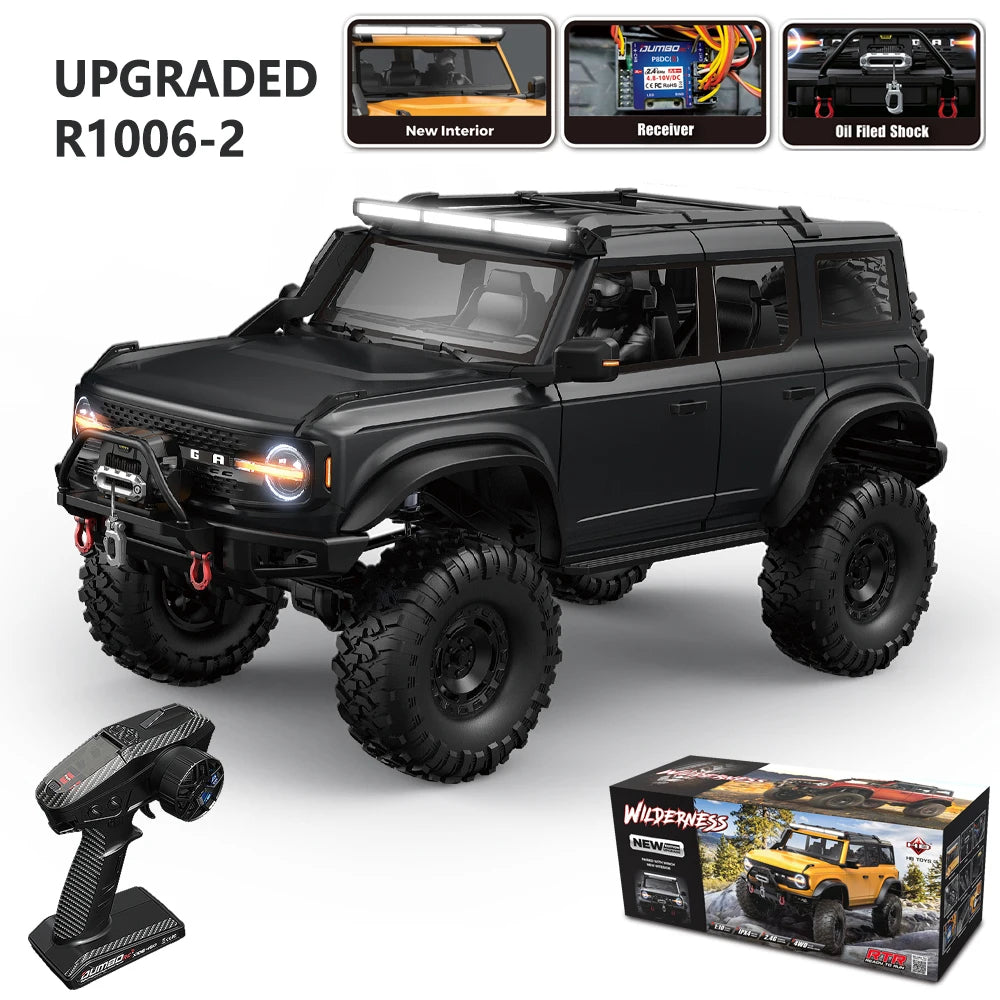 1/10 HB RC Crawler 4WD RTR Rock Off-Road Vehicle – Metal Gears, LED Lights, 2-Speed, Remote Control Truck for Adults