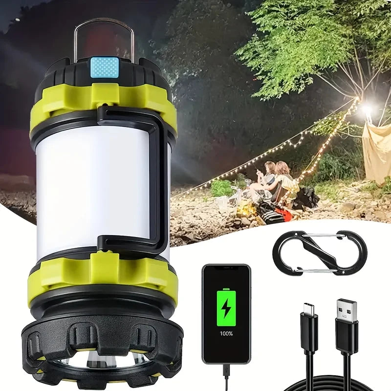 Rechargeable LED Camping Lantern 1000LM Flashlight with Power Bank & 6 Lighting Modes
