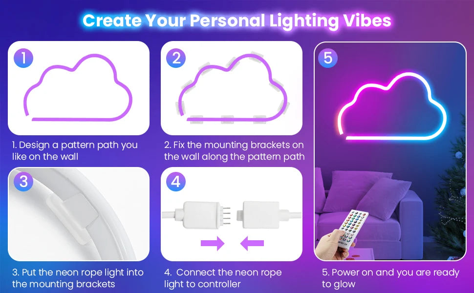 Flexible LED Light Strip With Remote And APP Control RGB Lighting Strip for Home/Bedroom