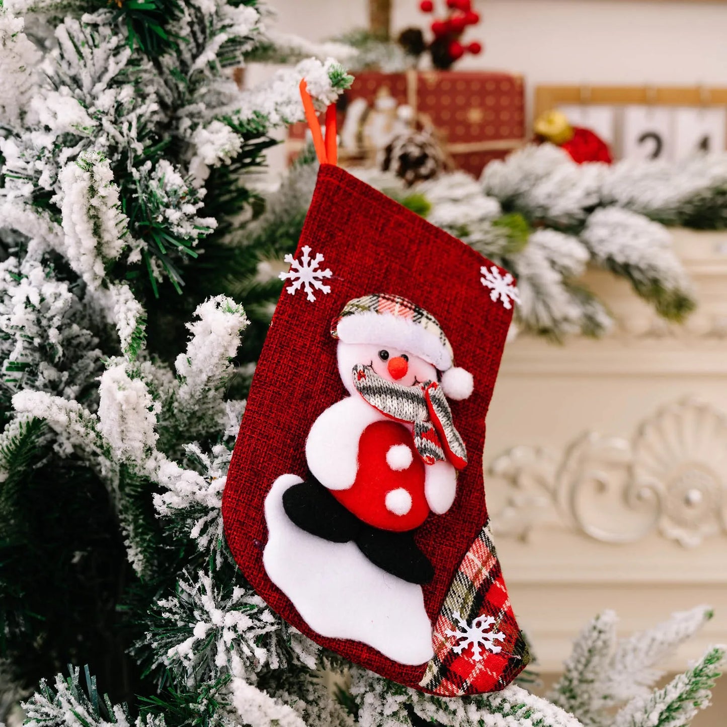 Embroidered Snowman Christmas Stockings – 4 Pack