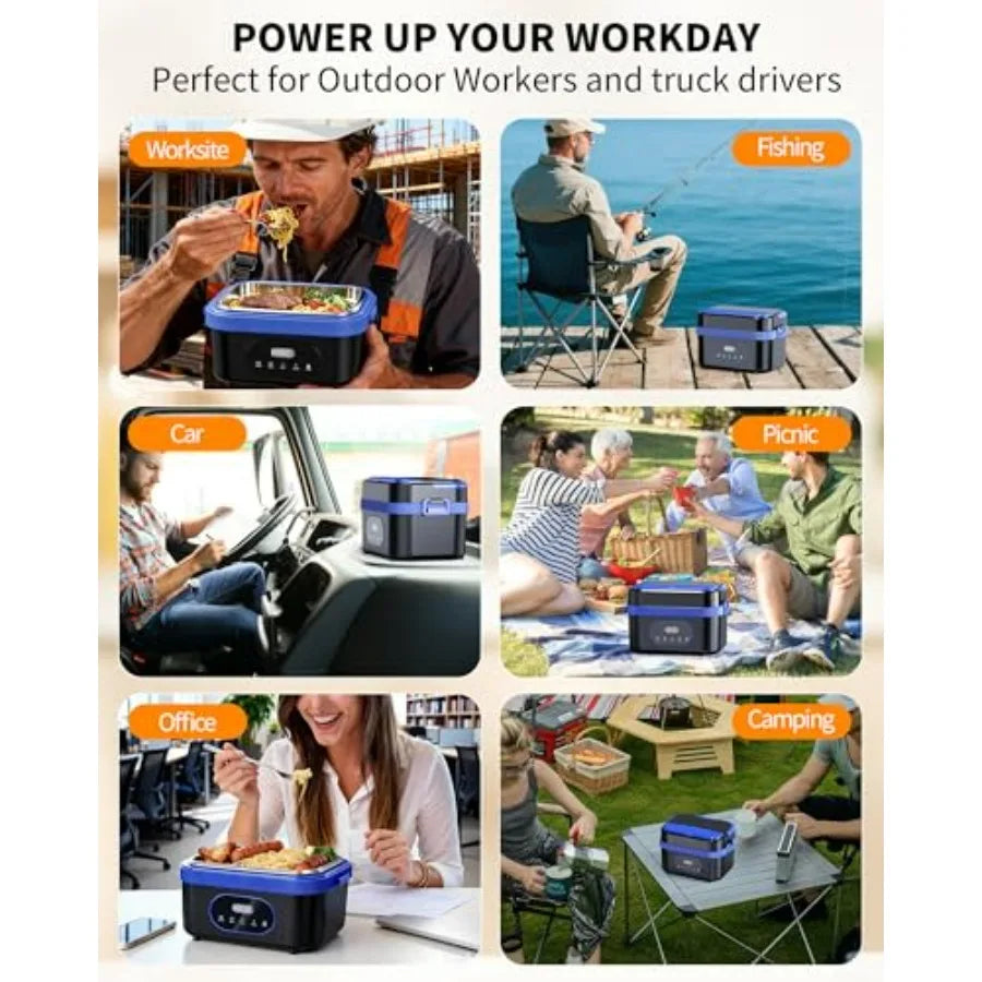 Cordless Electric Lunch Box for Adults XL Size 6.25 Cups 1500ml Portable Heated Food Warmer with Upgraded 5D Surround Heat Technology