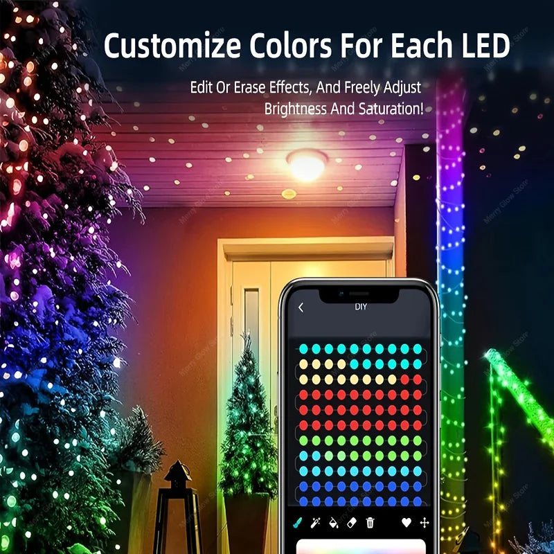 Led Lights String Bluetooth Application Control DIY Image LED RGB Fairy Christmas Tree Lights Holiday Decorations