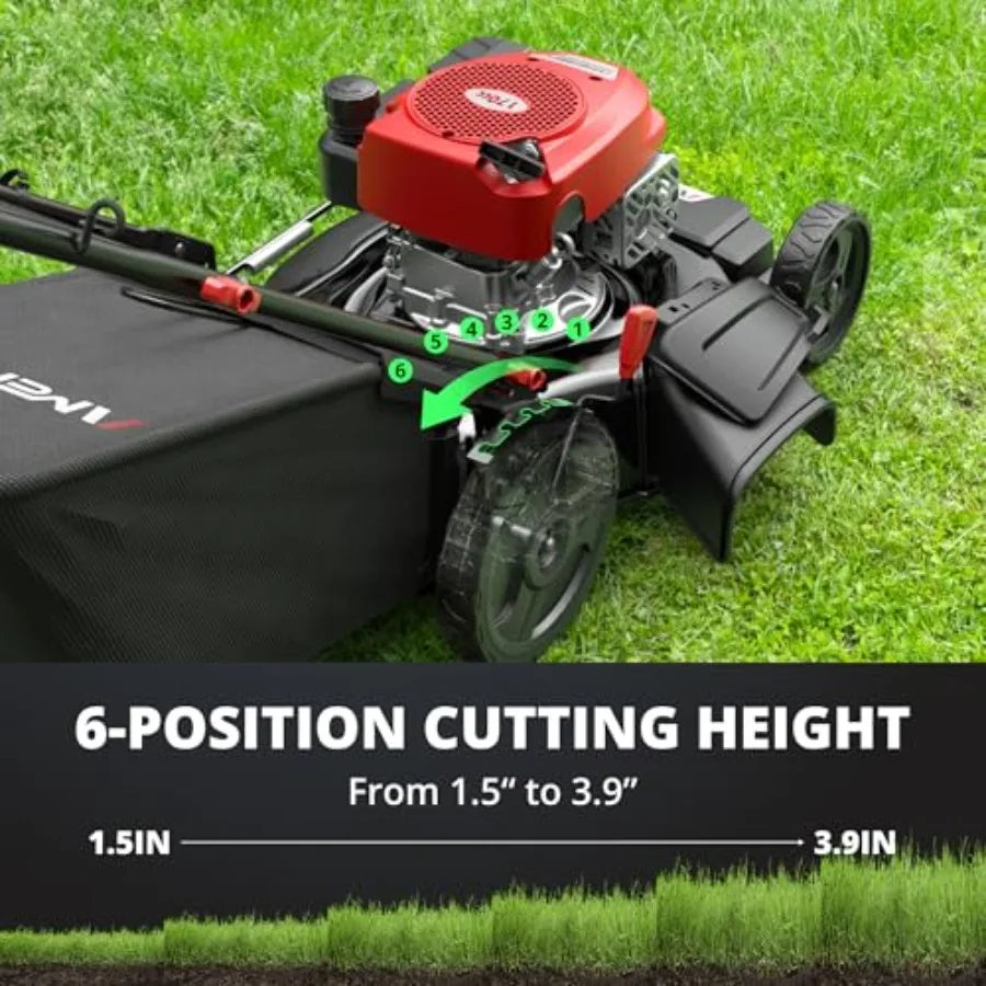 Amerisun 21" Self-Propelled Gas Lawn Mower 170cc OHV Engine with Forced Air-Cooling 3-in-1 System Steel Deck 6-Position Height