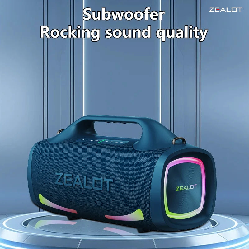 ZEALOT 100W Portable Bluetooth Subwoofer Speaker – 24000mAh Battery, RGB Lights, Waterproof, Wireless Pairing