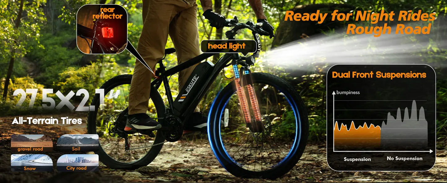 ESKUTE M200 Electric Mountain Bike – 1200W Peak Power 21 Gears
