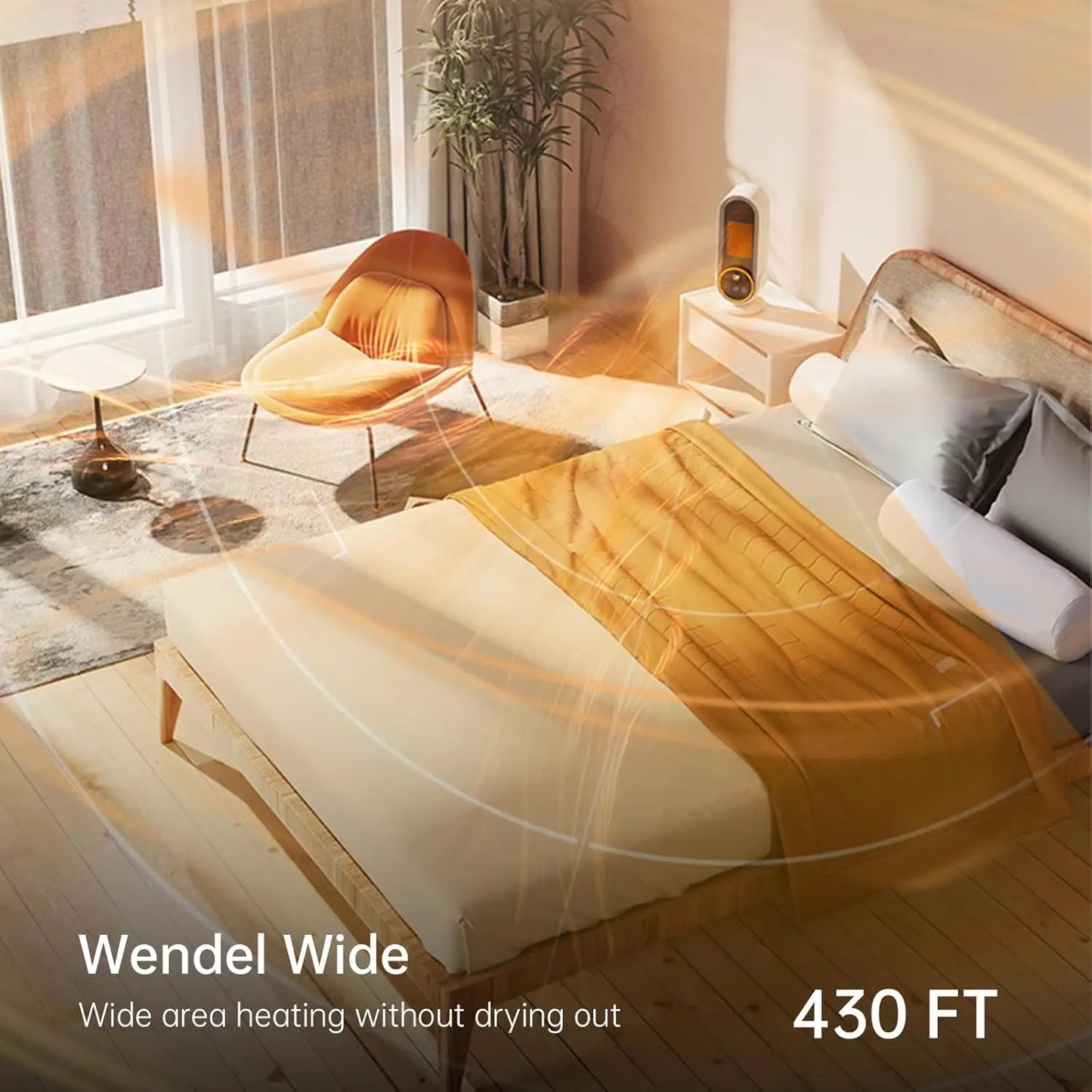 Portable 1200W PTC Ceramic Space Heater with Remote, Timer & Digital Display – Whisper-Quiet Heater for Bedroom or Office