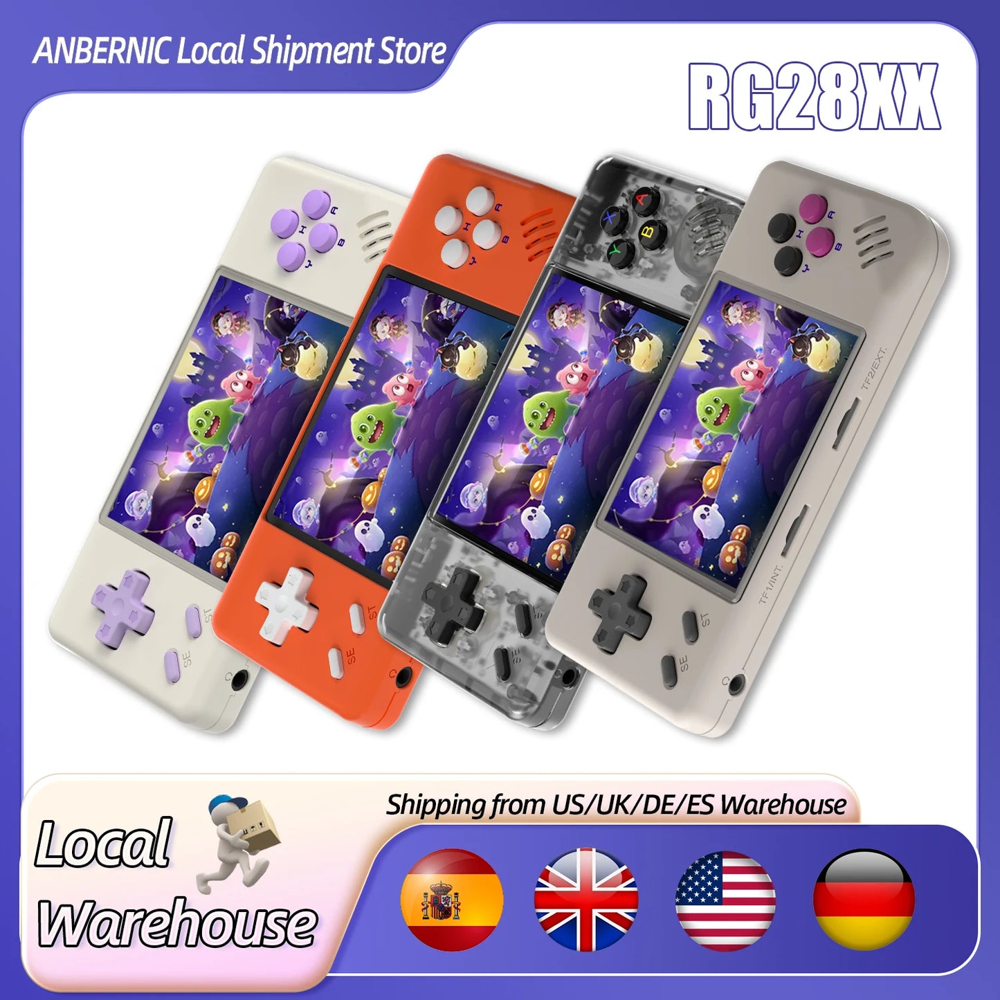 ANBERNIC RG28XX Retro Handheld Gaming Console – 64GB Linux System, 30+ Emulators & 5000+ Games