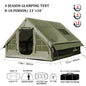 Army Green Waterproof Windproof Inflatable Camping Tent 4-Season Air Glamping Tent House with Chimney Opening & AC Vent