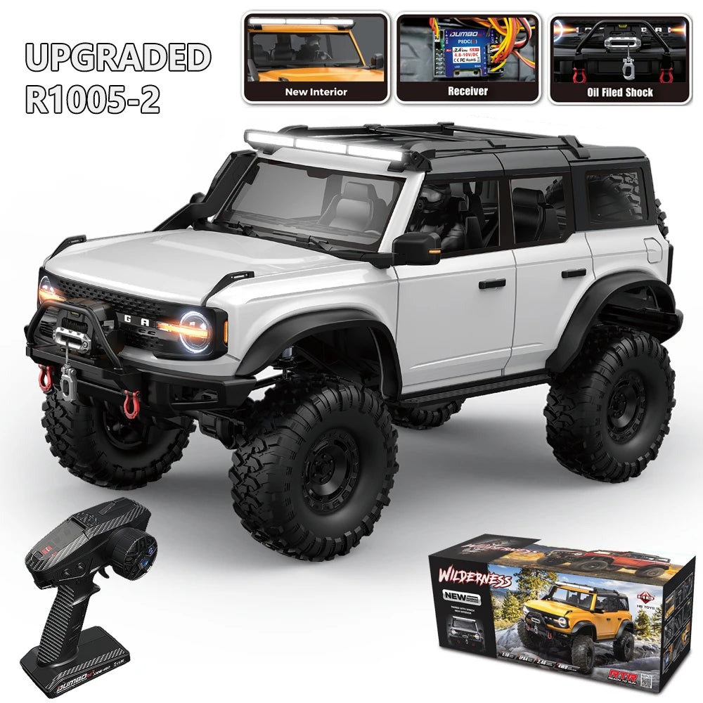 1/10 HB RC Crawler 4WD RTR Rock Off-Road Vehicle – Metal Gears, LED Lights, 2-Speed, Remote Control Truck for Adults